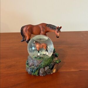 Horse & Foal Snow Globe Figurine Equestrian Decor